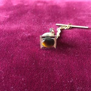 Swank Gold Tie Tack with Tiger Eye